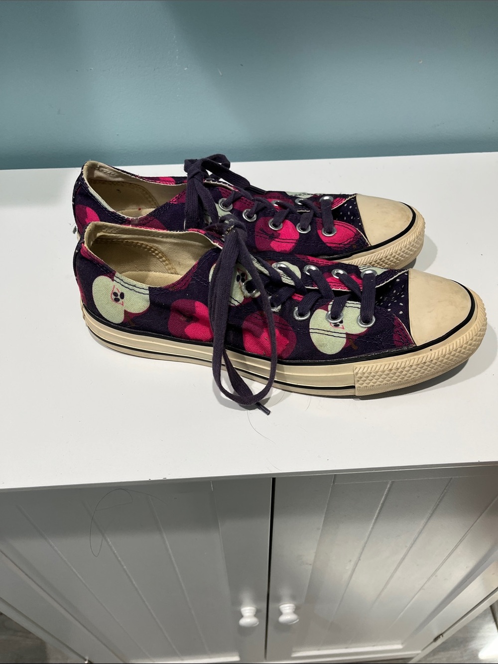Converse Low-Top Canvas Sneakers in Dark Purple and Hot Pink - Picture 4 of 7